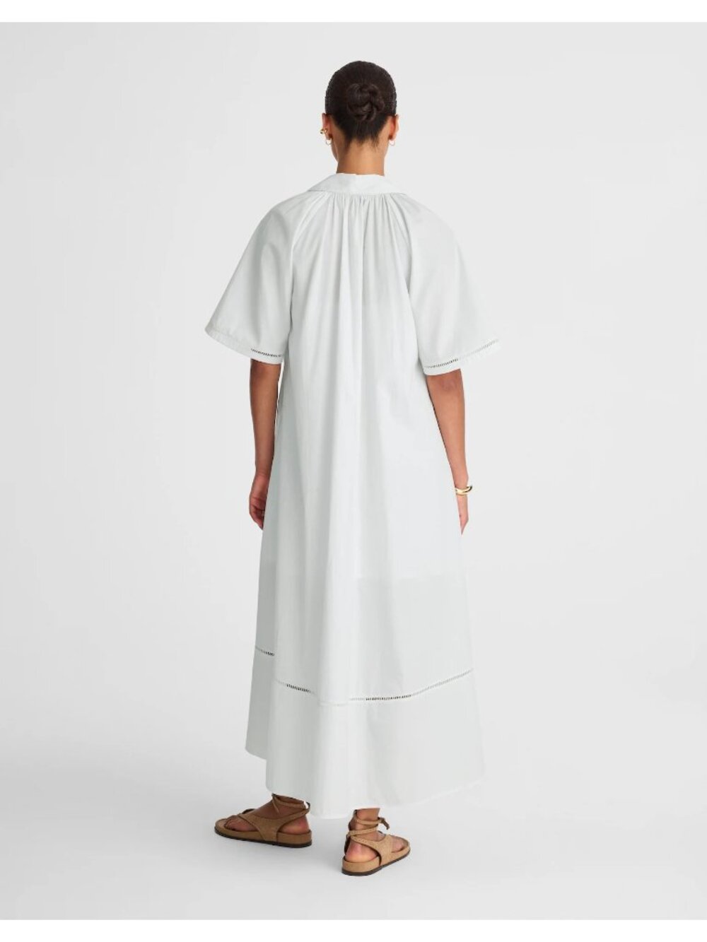 Madewell Poplin Splitneck Midi Shirtdress White XXS Lined Minimalist 100% Cotton - Picture 8 of 16